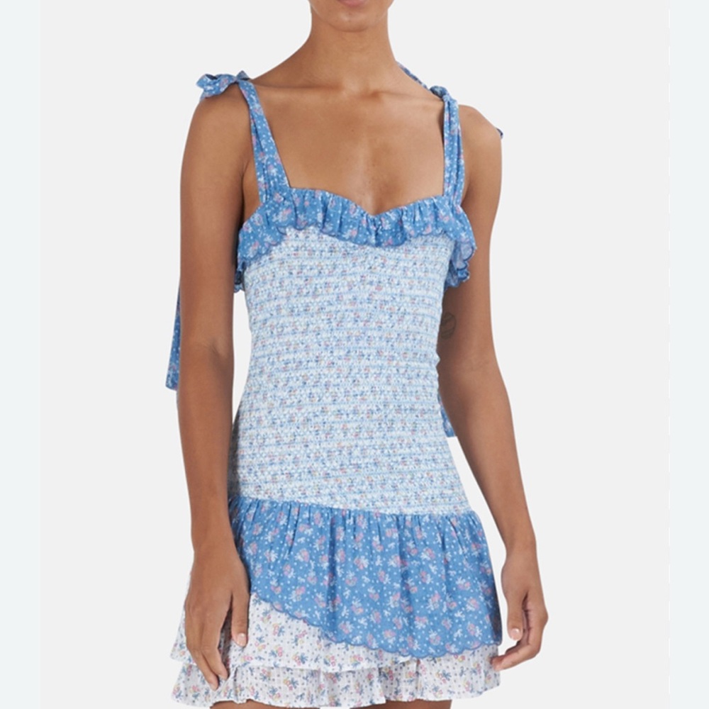 LoveShackFancy Aya Dress in Baby Blue